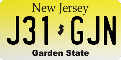 NJ license plate J31GJN