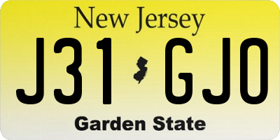 NJ license plate J31GJO