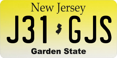 NJ license plate J31GJS