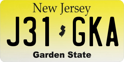 NJ license plate J31GKA