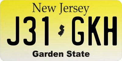 NJ license plate J31GKH