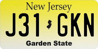NJ license plate J31GKN
