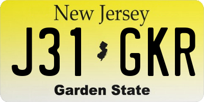 NJ license plate J31GKR
