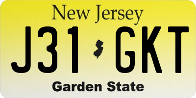NJ license plate J31GKT