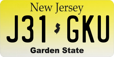NJ license plate J31GKU