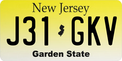 NJ license plate J31GKV