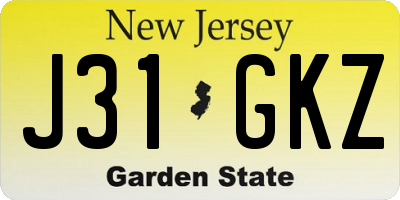 NJ license plate J31GKZ