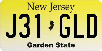 NJ license plate J31GLD