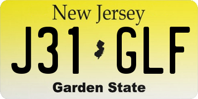 NJ license plate J31GLF