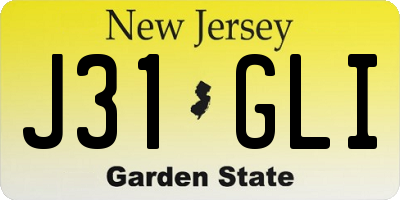 NJ license plate J31GLI