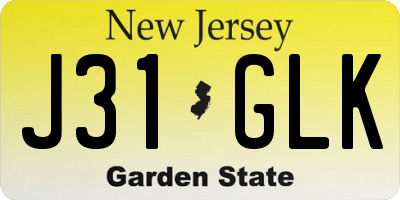 NJ license plate J31GLK