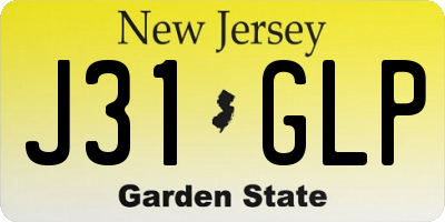 NJ license plate J31GLP