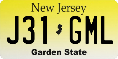 NJ license plate J31GML