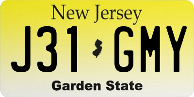 NJ license plate J31GMY