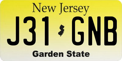 NJ license plate J31GNB