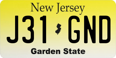 NJ license plate J31GND