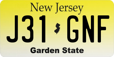 NJ license plate J31GNF