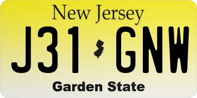NJ license plate J31GNW