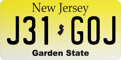 NJ license plate J31GOJ