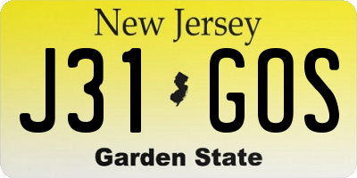 NJ license plate J31GOS