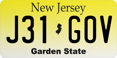 NJ license plate J31GOV