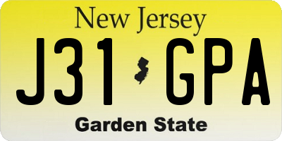 NJ license plate J31GPA