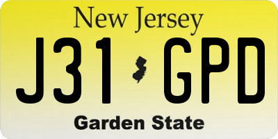 NJ license plate J31GPD