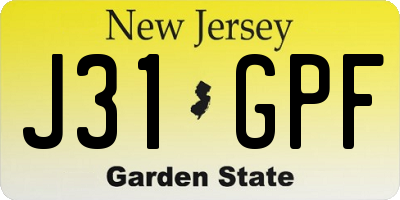 NJ license plate J31GPF