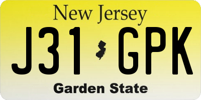 NJ license plate J31GPK
