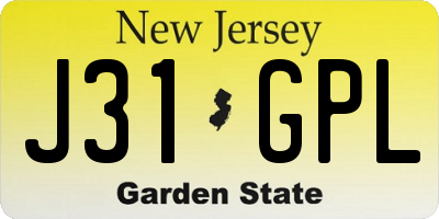 NJ license plate J31GPL