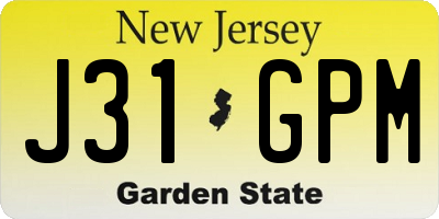 NJ license plate J31GPM