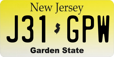 NJ license plate J31GPW