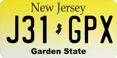 NJ license plate J31GPX