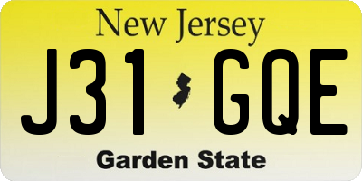 NJ license plate J31GQE