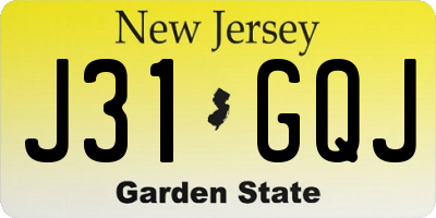 NJ license plate J31GQJ