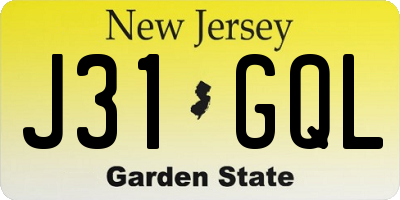 NJ license plate J31GQL