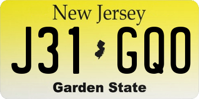 NJ license plate J31GQO