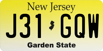 NJ license plate J31GQW