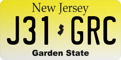 NJ license plate J31GRC