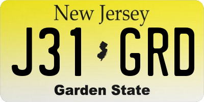NJ license plate J31GRD