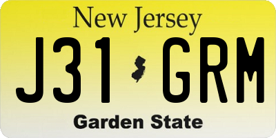 NJ license plate J31GRM