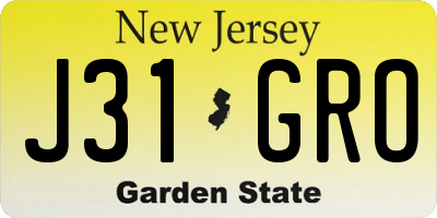 NJ license plate J31GRO