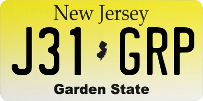 NJ license plate J31GRP