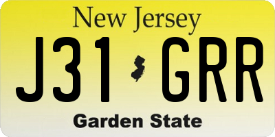 NJ license plate J31GRR