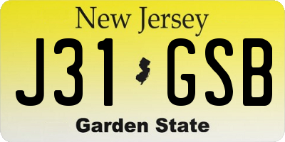 NJ license plate J31GSB