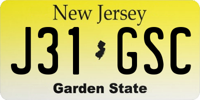 NJ license plate J31GSC