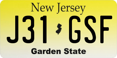 NJ license plate J31GSF