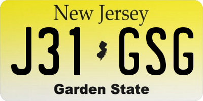 NJ license plate J31GSG
