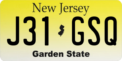 NJ license plate J31GSQ