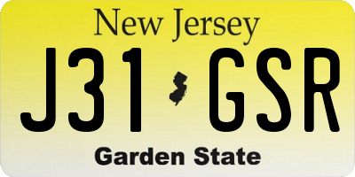 NJ license plate J31GSR